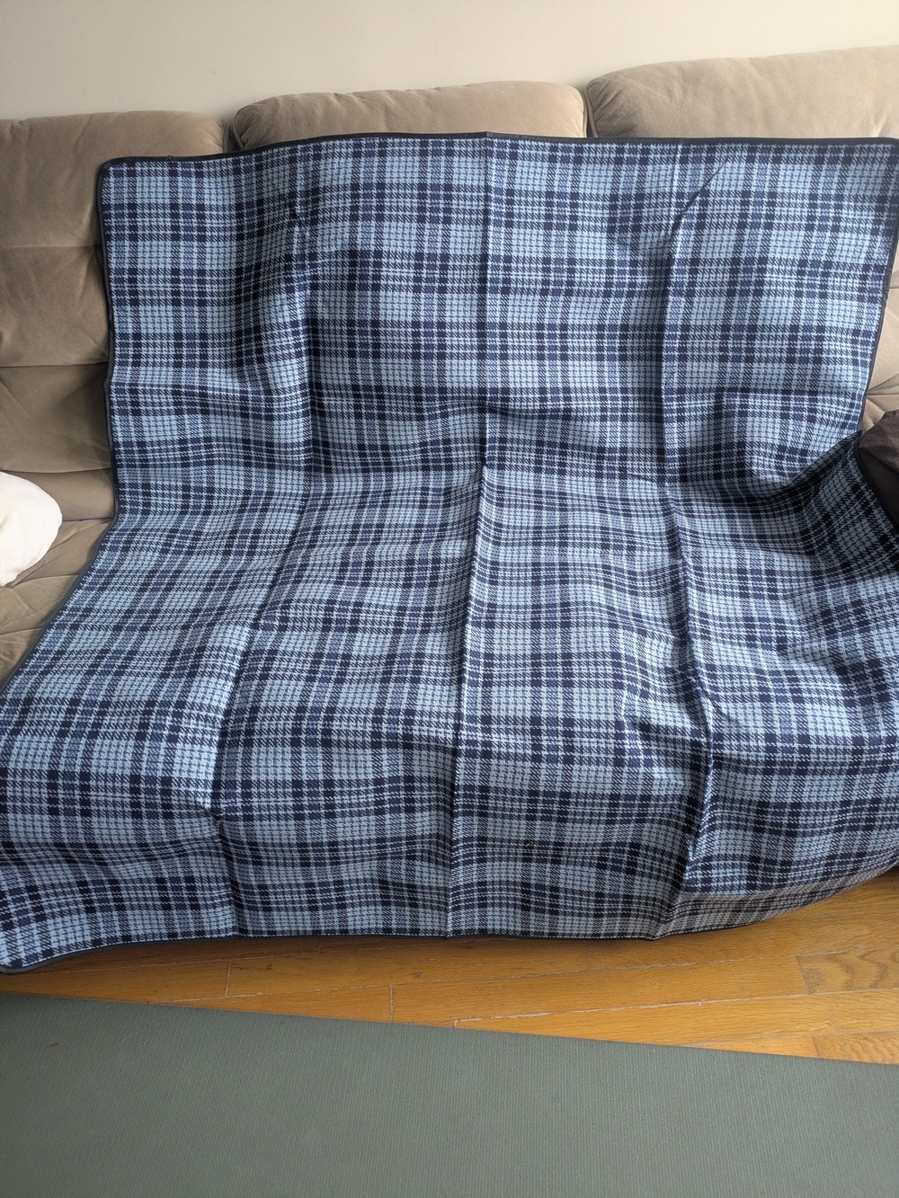 Plaid Blue Cotton Throw Blanket - Unbranded